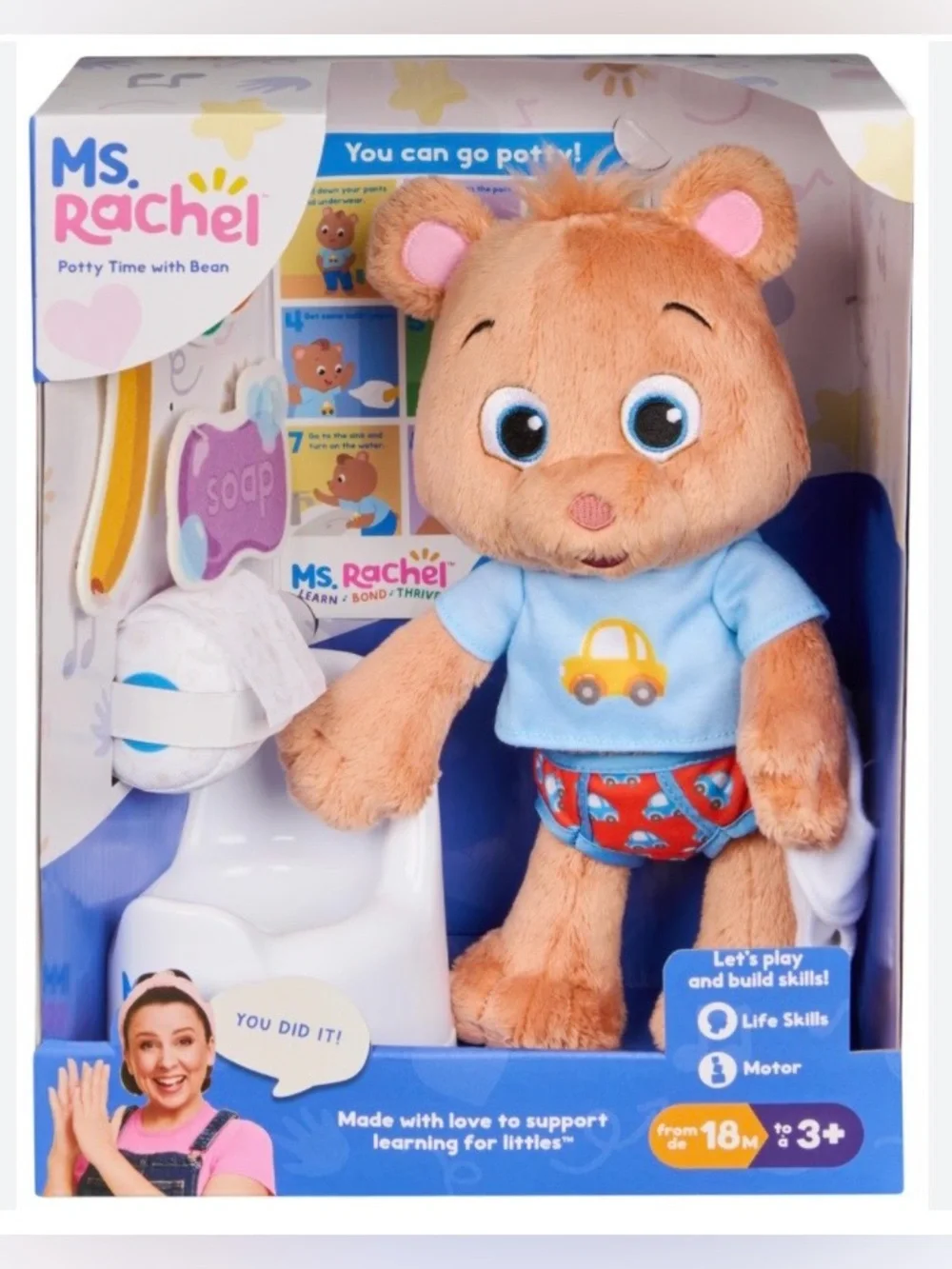Ms. Rachel’s Potty Time With Bean Plush Blue ShirtMs. NWT